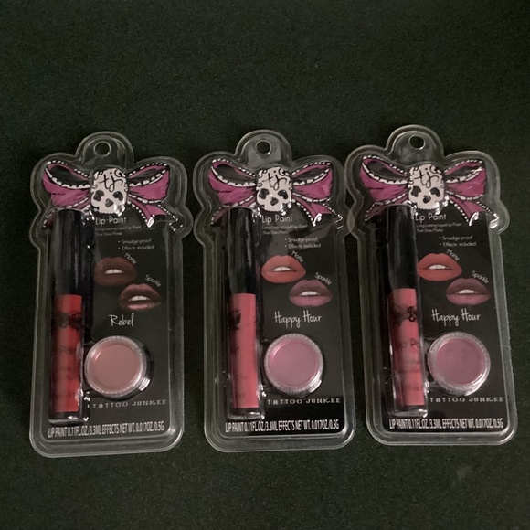 Tattoo Junkee Lip Paint Bundle of 3 Rebel/Happy Hour New - Picture 1 of 9